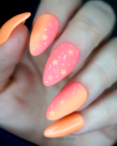 Starry peach || Press on Nails