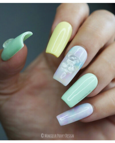 Marbré Pastels || Faux Ongles