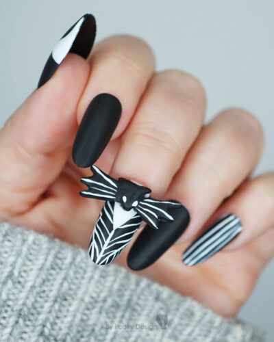 "Nightmare Elegance" –  Halloween Press On Nails || Inspired by Jack Skellington's world